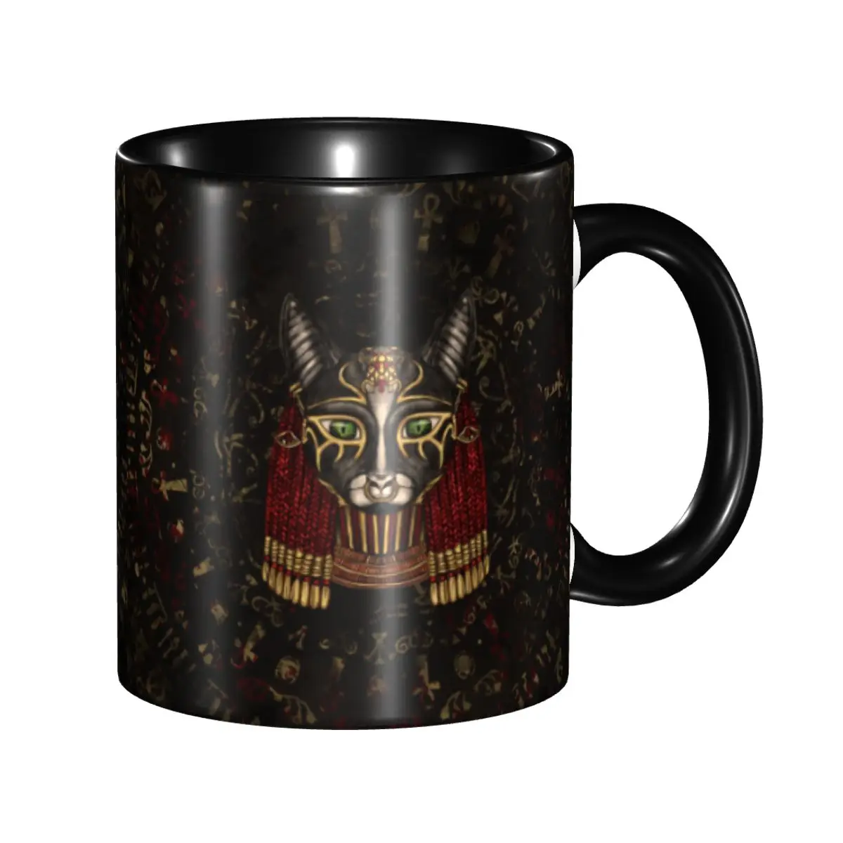 

DIY Bastet Egyptian Goddess Ceramic Mugs Customized Hieroglyphs Coffee Cups Creative Present