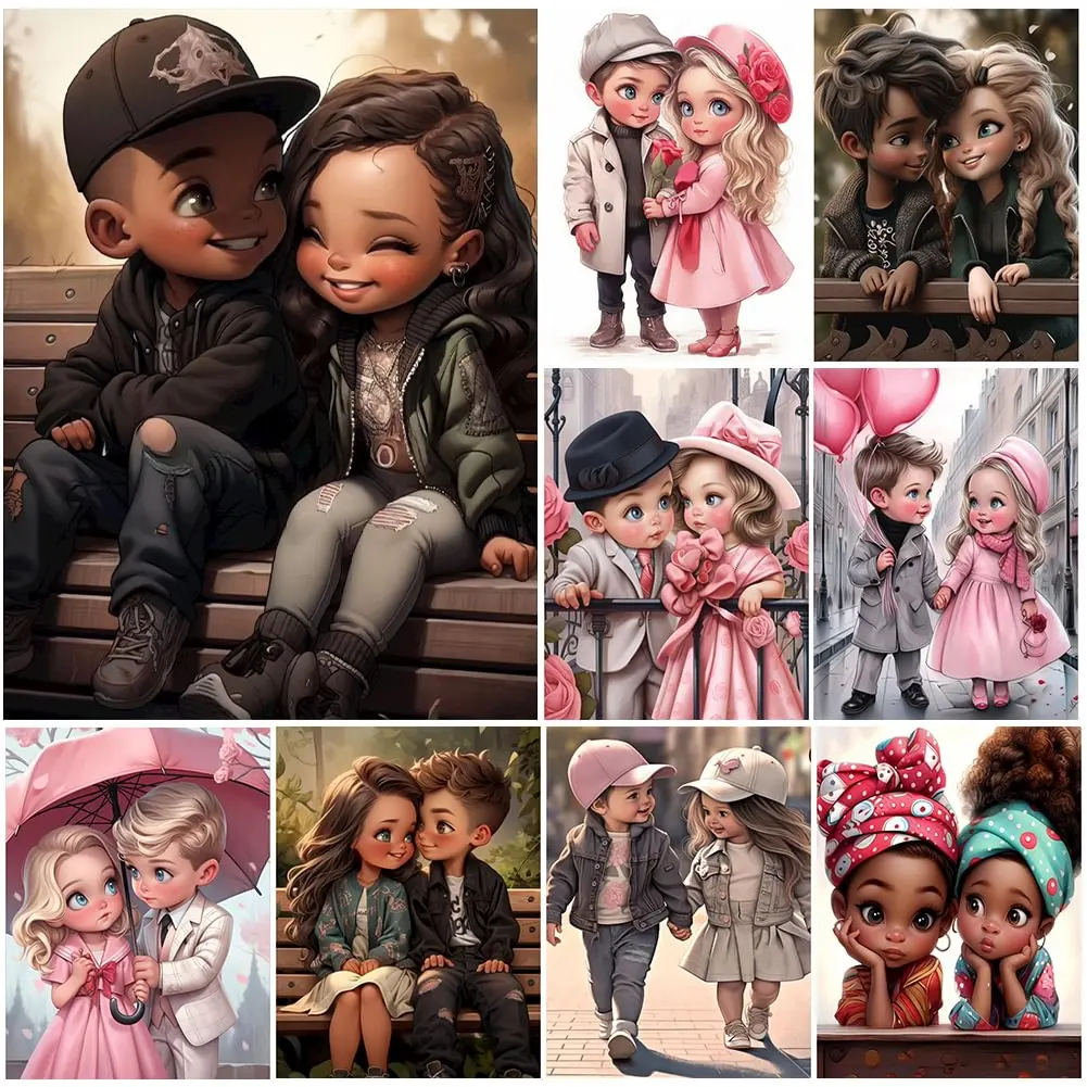 

Sweet Couple 5d DIY Full Diamond Painting Cute Girl And Boy New Diamond Mosaic Embroidery For Birthday Gift Room Decor