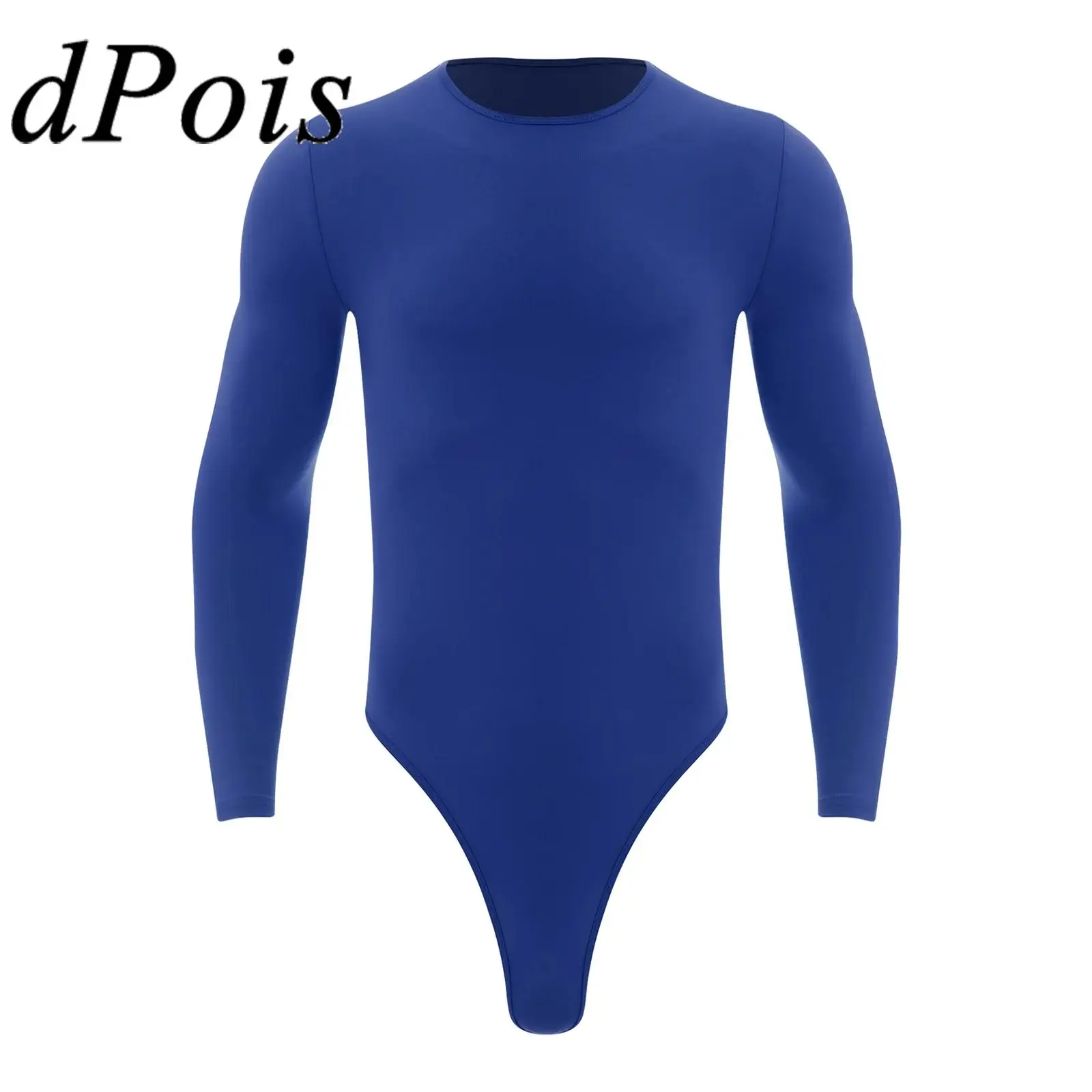 

Men One Piece Ballet Gymnastics Leotard Round Neck Long Sleeve Press Buttons Bodysuit Gym Skating Fitness Workout Jumpsuit