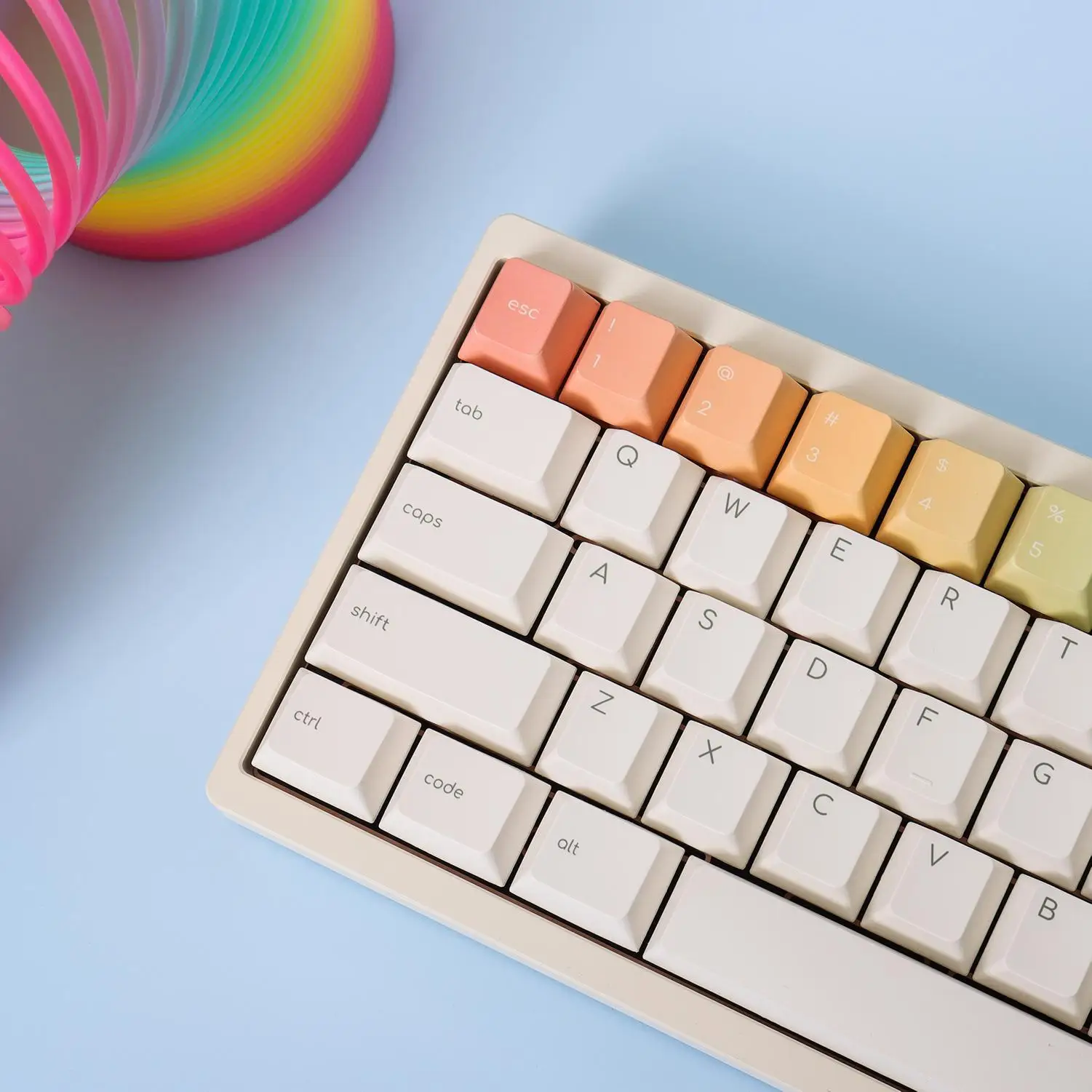 

Minimalism The Rainbow Theme Keycaps Set PBT Cherry Profile Custom Original Handmade Keycaps for Mechanical Keyboard Accessories