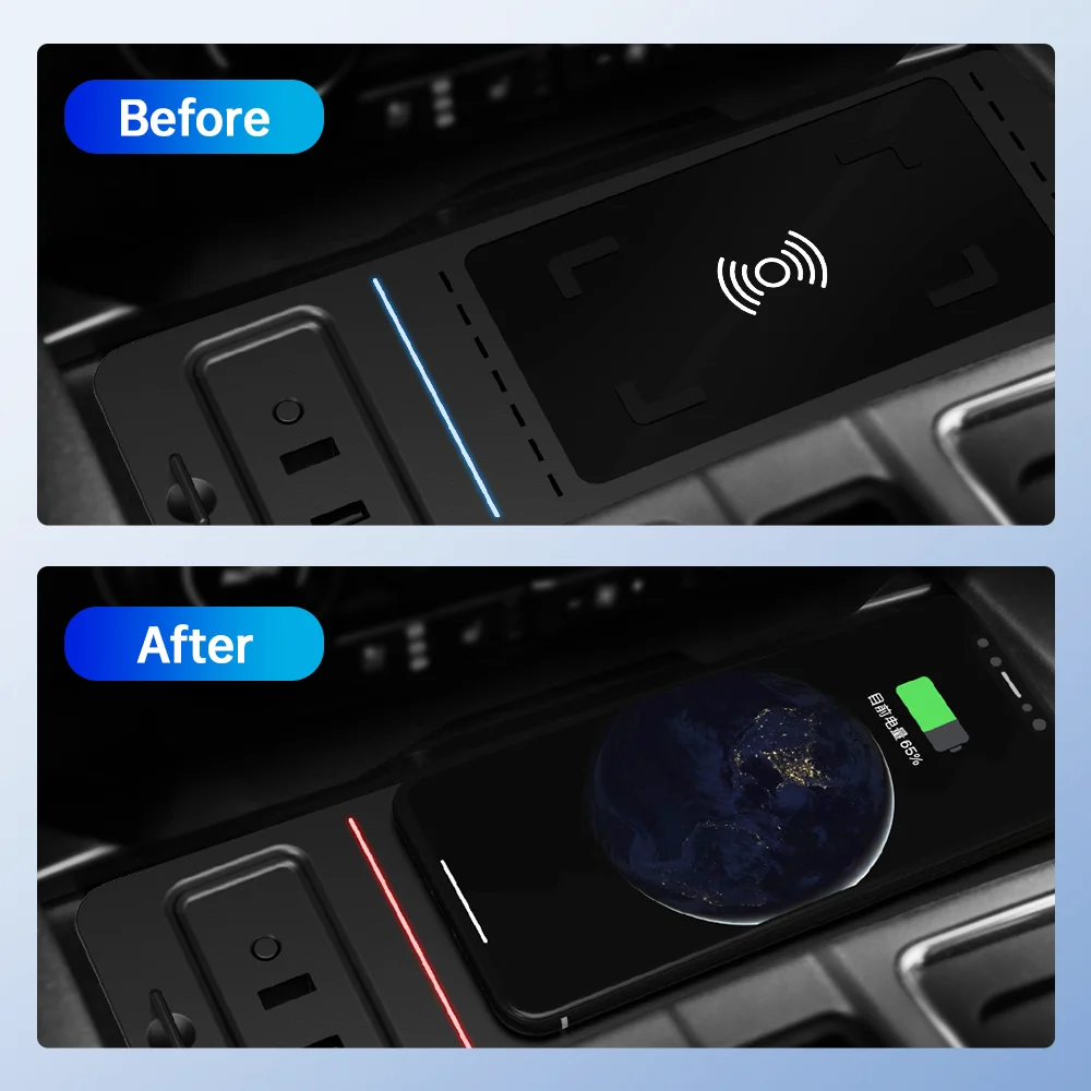 لفورد F150 F-150 لوبو CS 3500 رابتور 2015-2020 شاحن سيارة لاسلكي الهاتف شاحن سريع لوحة حصيرة اكسسوارات إلكترونيات السيارات #3