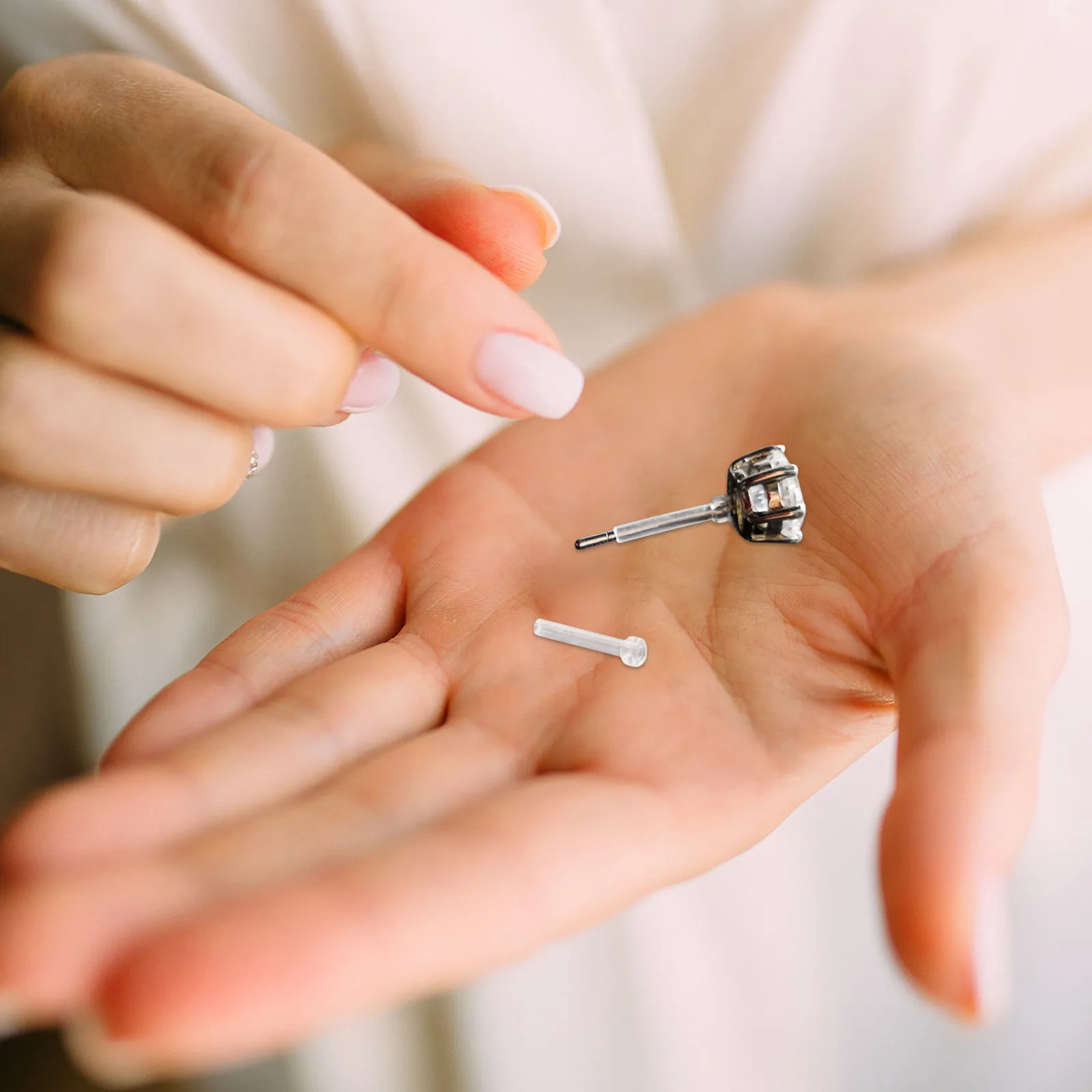 Earring Needle Sleeve Pc Material Hypoallergenic Ear Jewelry Accessories Lightweight Portable Ear Protector for Sensitive