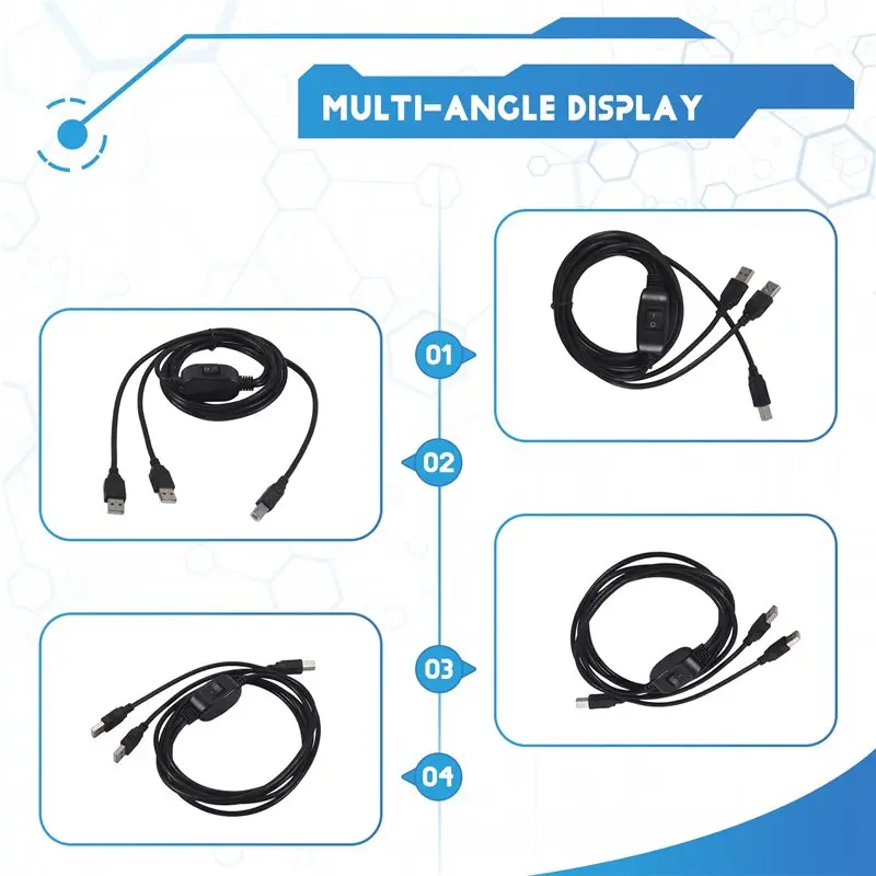 YSS-2 In 1 Printer Cable USB A To B Male To Male Printer Cable For Hp Canon Printer Splitter For Two Computers