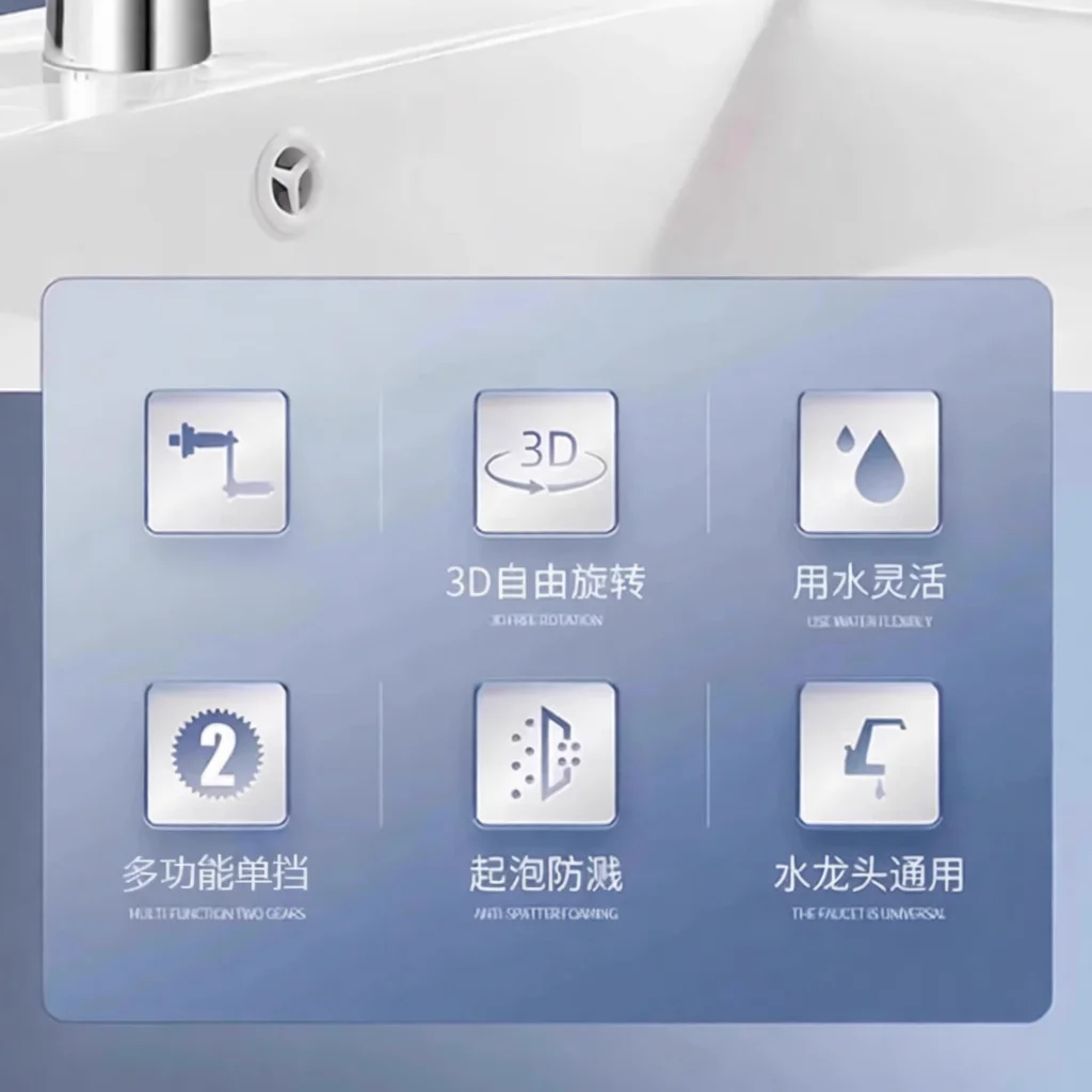 Universal Faucet Aerator Robotic Arm Rotating Kitchen Tap Extender Multi Functional Splash Proof Nozzle Water Saving Device