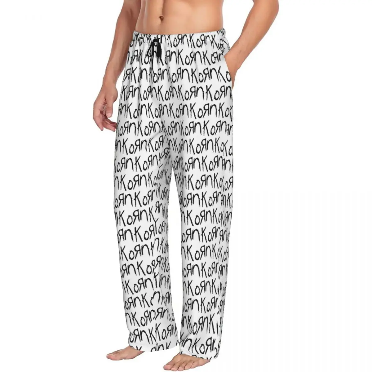 Custom Korns Logo And Symbol Pajama Pants for Men Rock Band Sleepwear Lounge Sleep Bottoms Stretch with Pockets