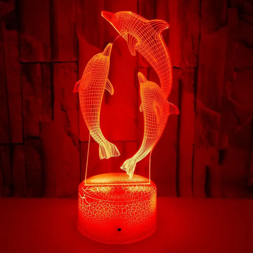 Nighdn Dolphin Night Lights para decoración de habitación, lámpara Led de mesa de escritorio que cambia de Color, luz nocturna para niños, regalo de cumpleaños y Navidad