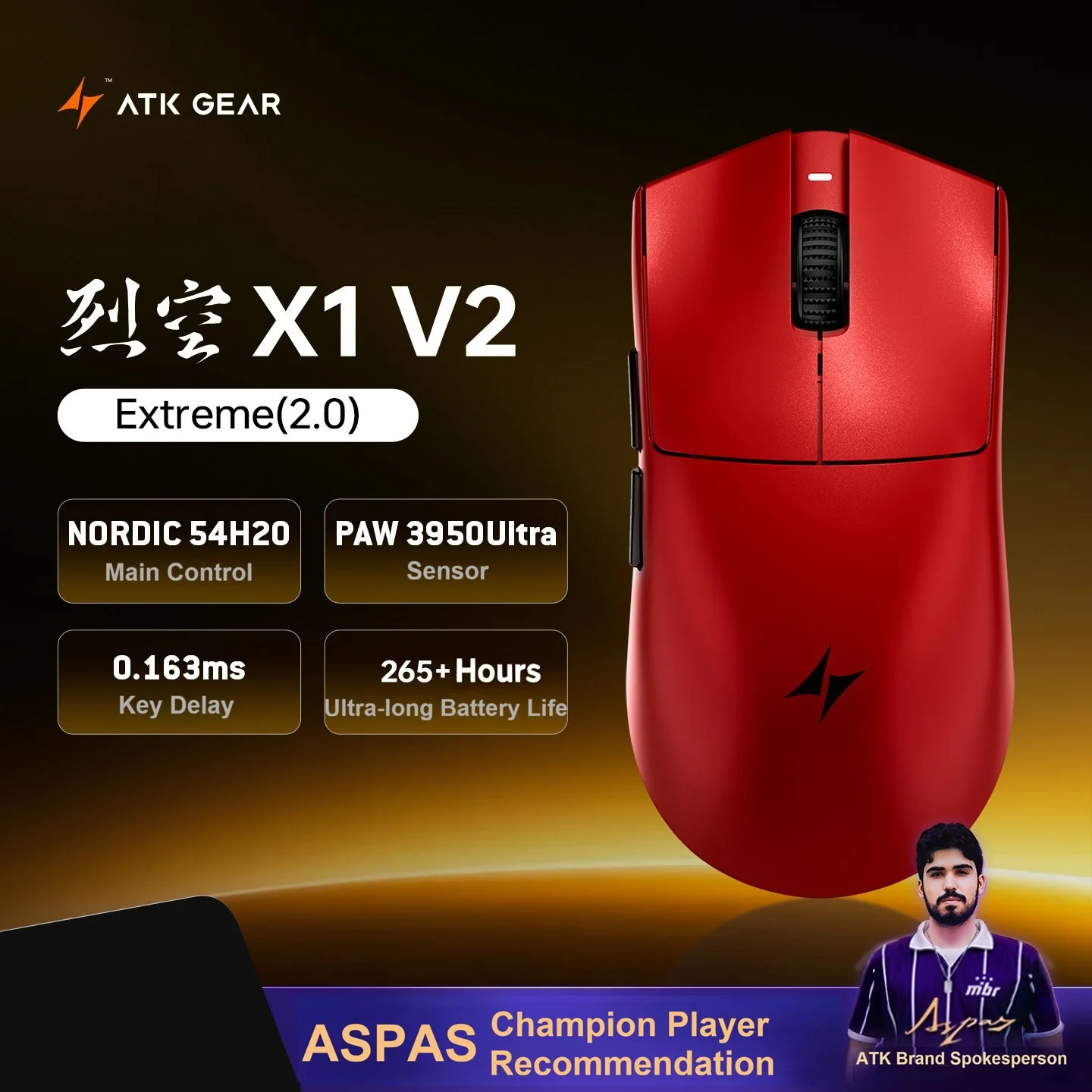ATK X1 V2 Ultimate 2.0 Mouse Wireless PAW3950Ultra 54g Lightweight 42000DPI 750IPS 0.163ms Low Latency Gamer Accessory Gifts image 3