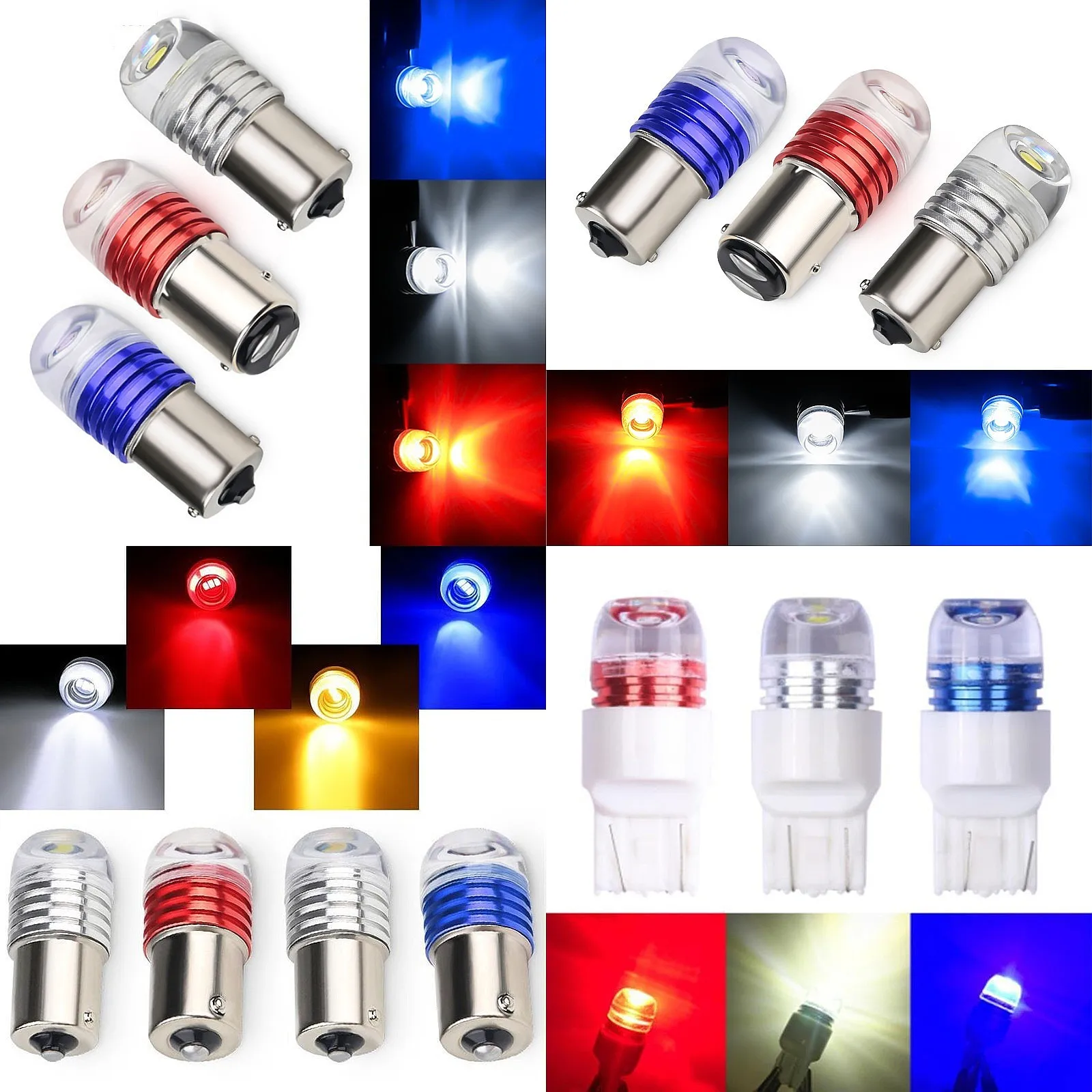 Luz de Sinalização LED para Carro 1156 1157 com Lente Côncava 5630, Lâmpada de Freio Reversa para Motocicleta 5730 3SMD