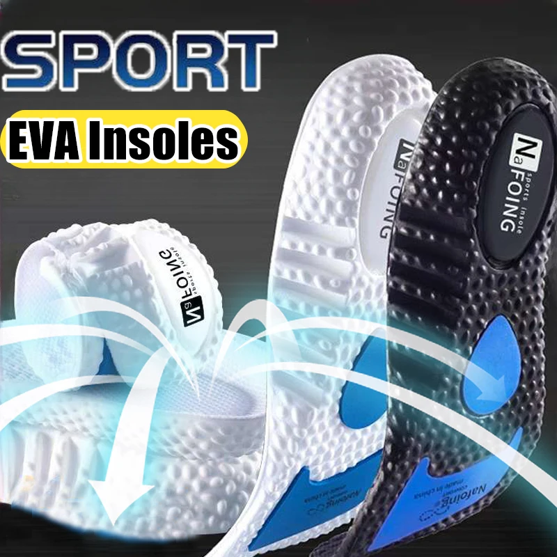 EVA Silicone Memory Foam Insoles for Men Women Shock Absorption Deodorant Breathable Cushions Running Feet Orthopedic Shoes Pads