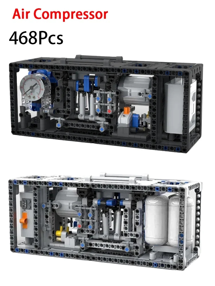 Aangepaste pneumatische serie luchtcompressor bouwstenen model DIY monteren pneumatische buizen lucht tank bakstenen kind speelgoed verjaardagscadeau - afbeelding 2