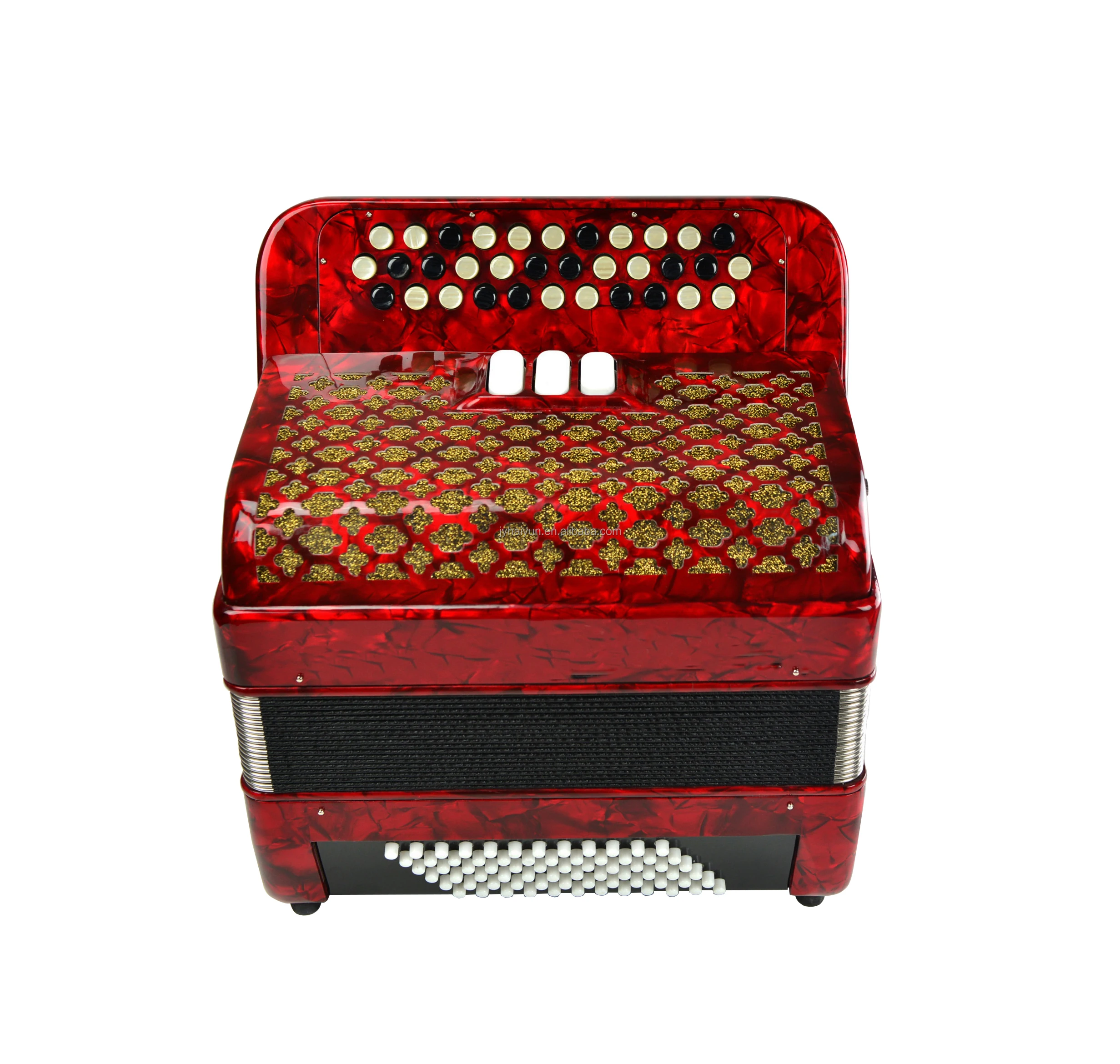 

Professional Diatonic Button Accordion Instrument 34 Buttons 72 Bass 3 Registers Wood JB3472