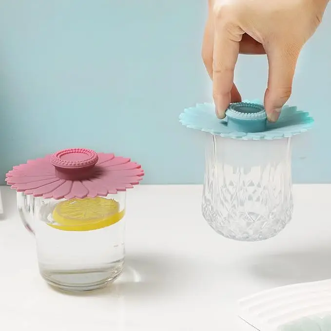Sunflower Silicone Cup Lid Winter Maintain Warmth Dustproof Drink Cups Cover Multifunctional Decor Desktop Cup Lid Holiday