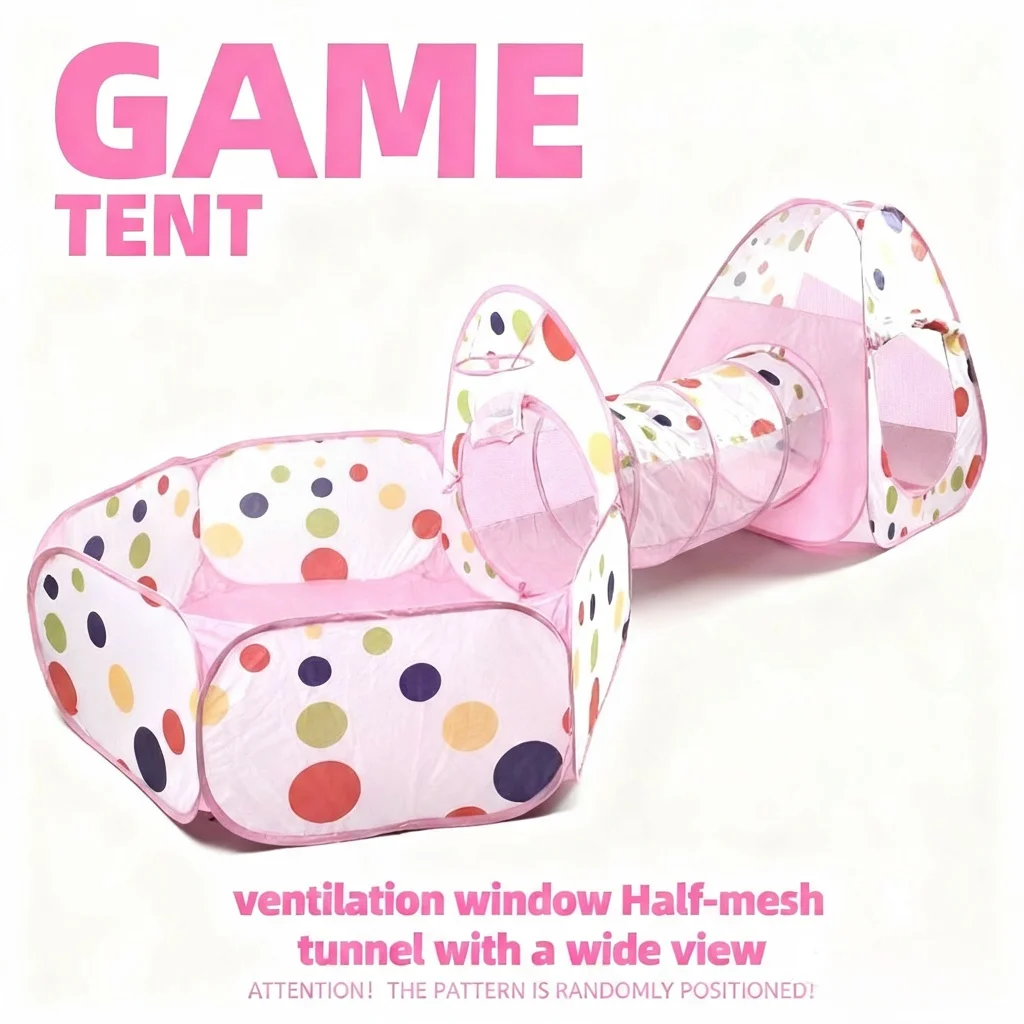 خيمة لعب للأطفال، حفرة كرة لعبة - نفق لعب - خيمة مثلثة، تصميم منقط، مسرح ألعاب ترفيهية خارجية، خيمة قلعة لعبة محمولة، سياج لعب منبثق ممتع، هدية مثالية للعطلات لعيد الميلاد والهالوين، لا تشمل كرات المحيط