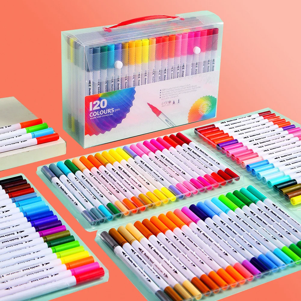 Professional Dual Ended Coloring Pens Multifunctional Portable Drawing Pen For Students Children