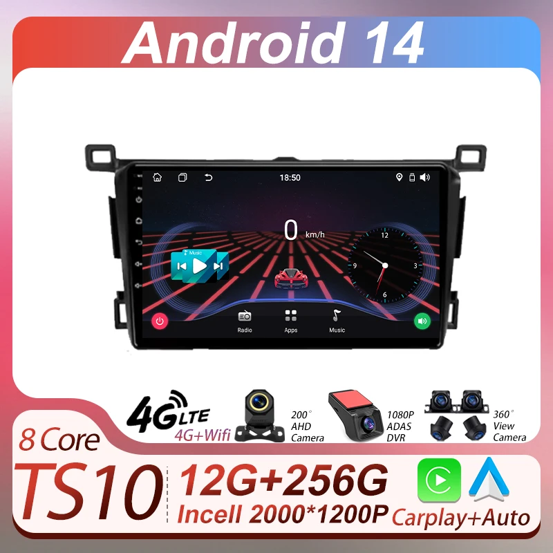 

For Toyota RAV4 4 XA40 5 XA50 2012 - 2018 Carplay Auto Screen Android Autoradio Car Multimedia Player Smart Car Systems 2 Din BT