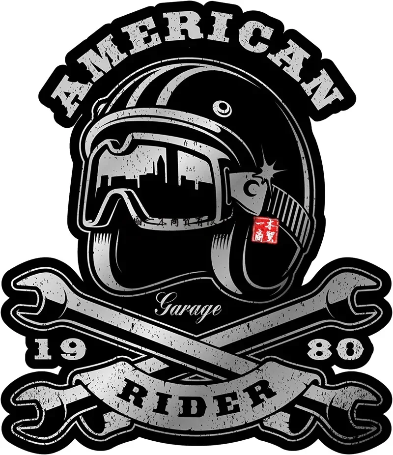 American Rider Sticker Car Sticker for BicycleScooter Chopper Hot Rod Bopper Enduro Motocross Rockabilly Vinta