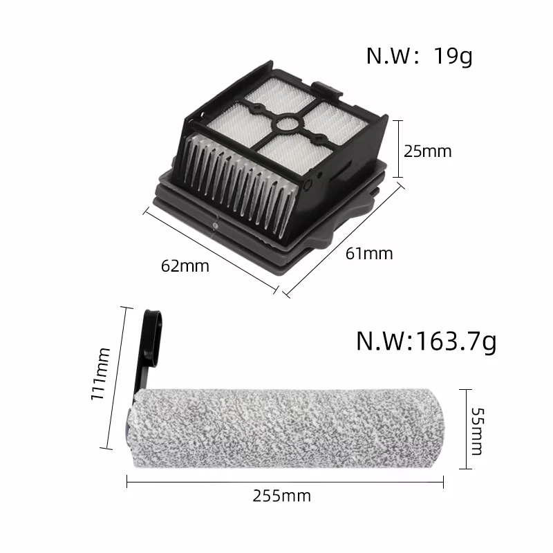 Cocok untuk Tineco lantai satu saklar S6 \ Stretch S6 bagian, penyedot debu basah kering, sikat rol habis pakai, Aksesori Filter HEPA