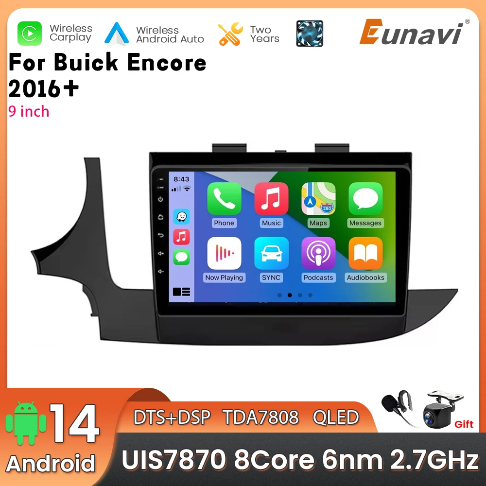Android 14 2 Din Car Multimedia Player For Buick Encore 2016+ Head Unit Stereo GPS Navigation BT WIFI