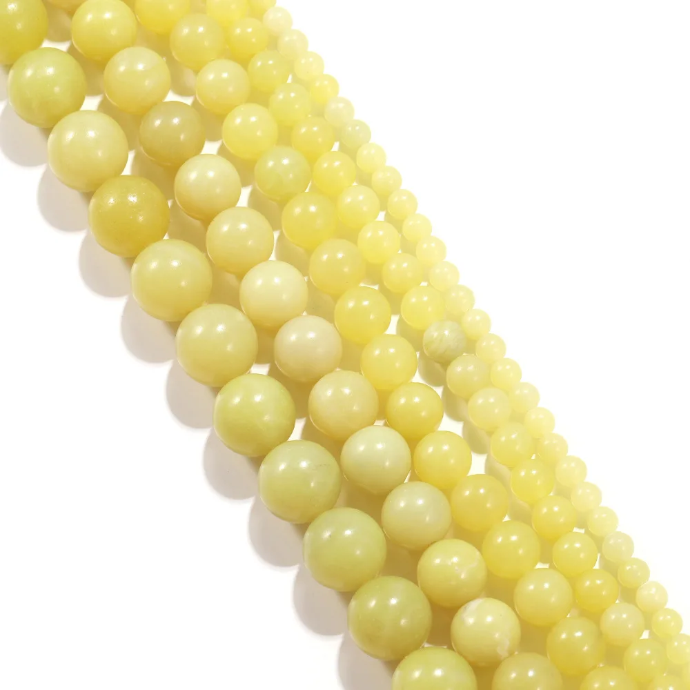 48Pcs Multi Specification Natural Shiny Lemon Jade Shiny Scattered Beads DIY Jewelry Accessories Semi-Finished Beads Wholesale