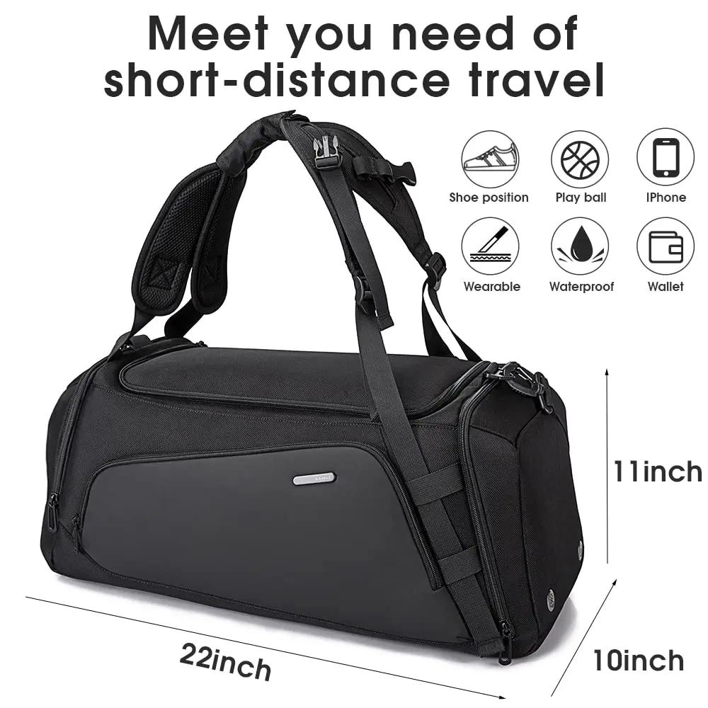 Bange Unisex Gym bag for Men Suitcase Multifunction Backpack Large Waterproof Anti-stain Men Duffle Bag Travel Hand Luggage Bags