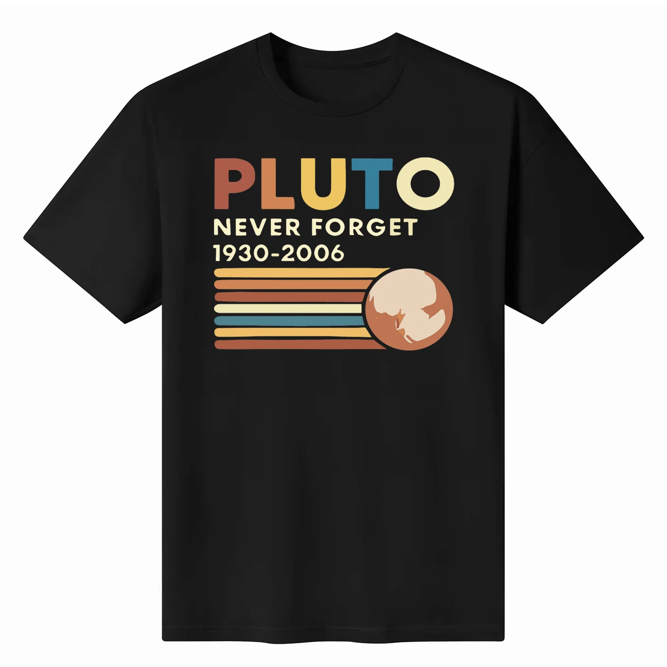 

2024 Summer Men's T-shirt Never Forget Pluto Printed T-shirt Casual Sports Cotton Short Sleeve Oversized Tee Shirt Men Clothes