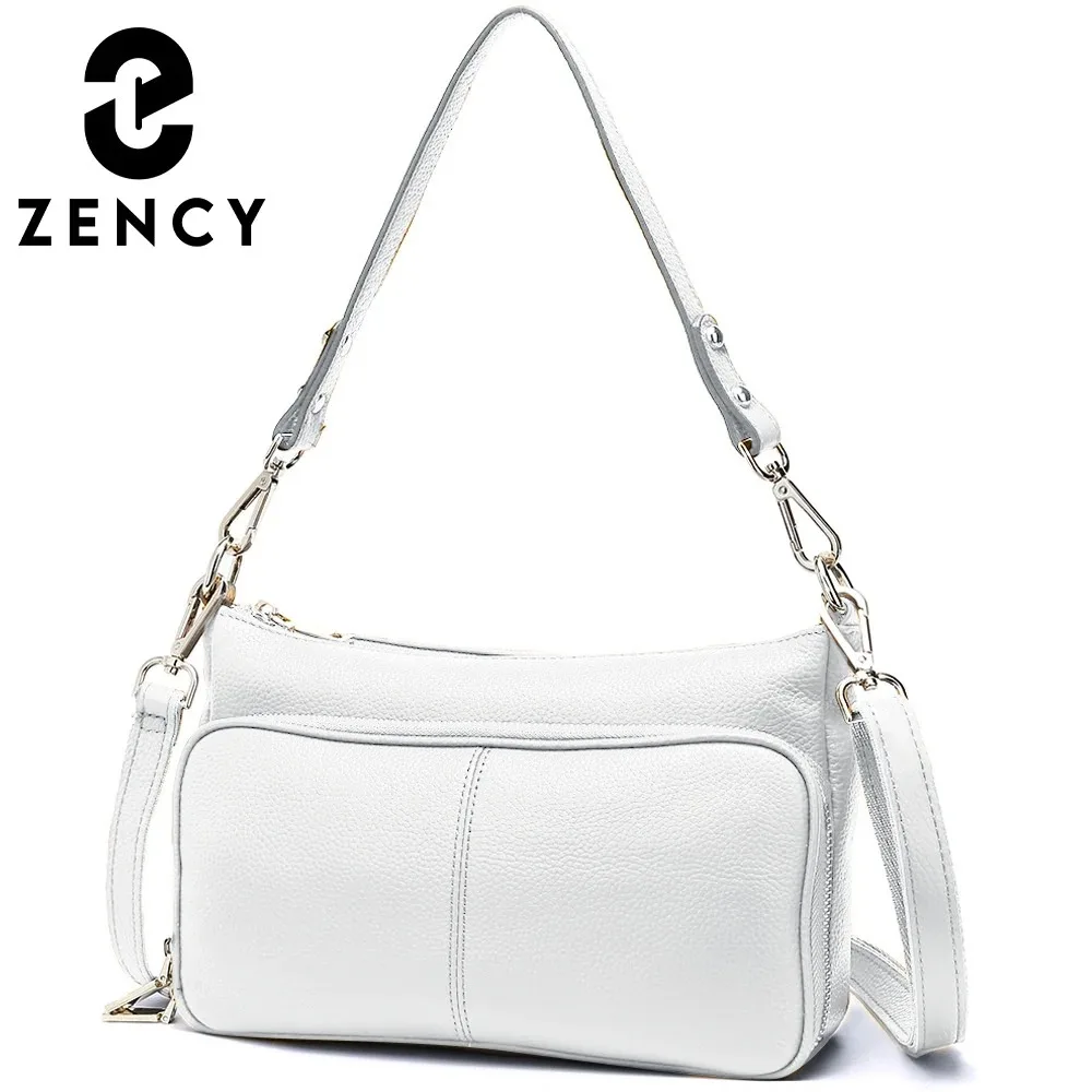 Zency Elegant Women Handbag 100% Genuine Leather Ladies Shoulder Bag Crossbody Messenger Purse Fashion Hobos Black High Quality