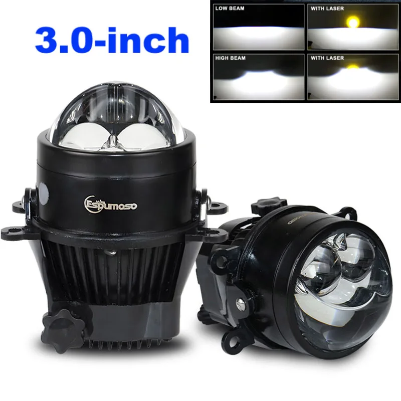 

Universal 3Inch Bi-led Fog Lights H1 Hb3 H8 9005 Led Projector Laser Lens Fog Lamp Bi Lens H11 Laser Led Headlight Bulb 6000K