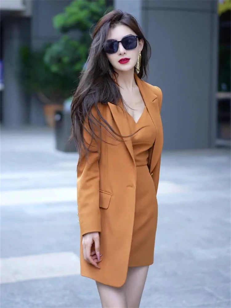 Moda conjunto de duas peças para as mulheres primavera nova tendência versátil vestido high-end terno jaqueta conjunto viajando elegante temperamento conjunto