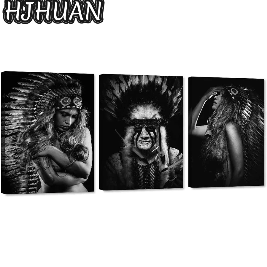 

3pcs Black and white landscape, Indians Diamond painting circle full square mosaic cross stitch mosaic home decoration gift