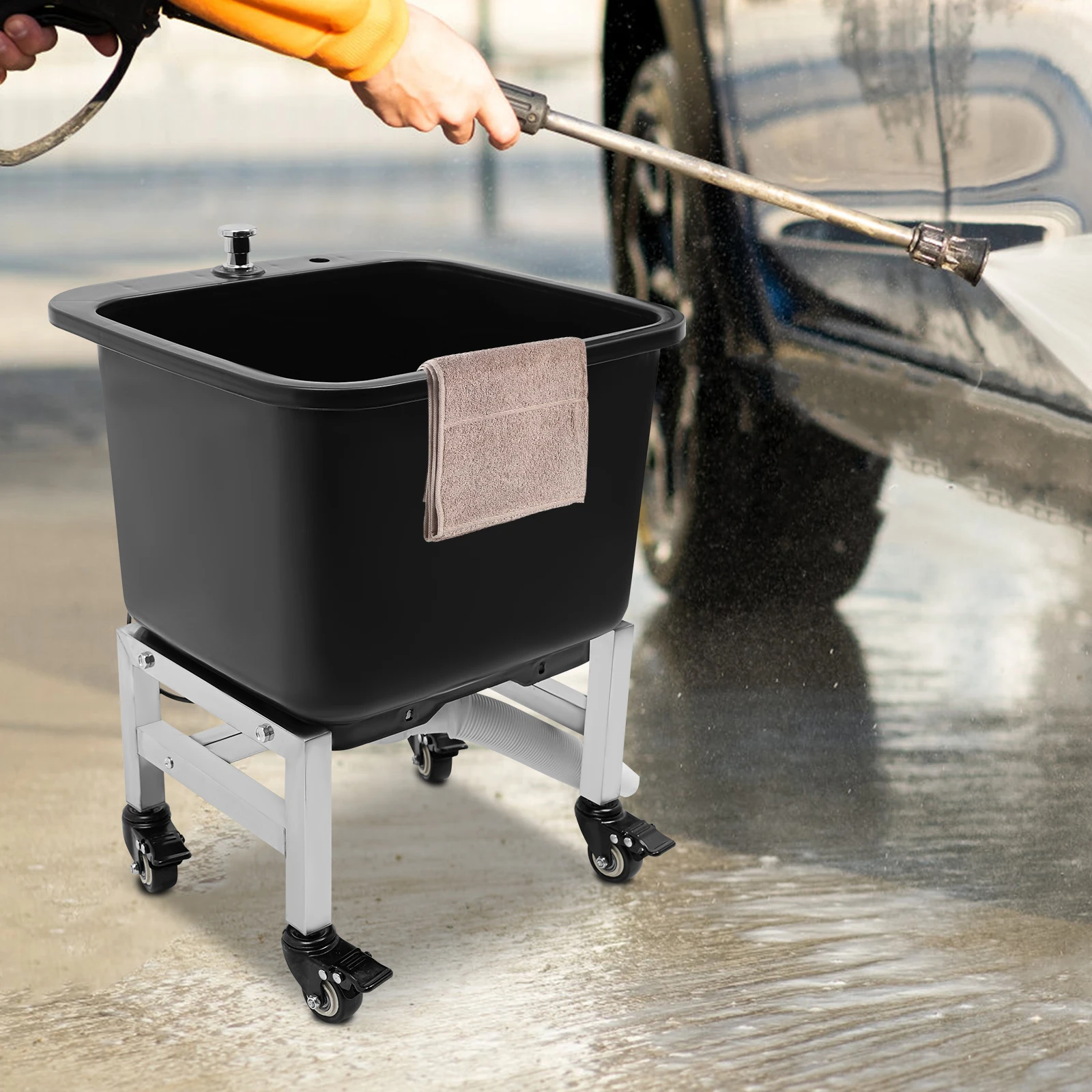 

60kg/132.28lbs Load Freestanding Floor Mop Sink Basin Household Mop Buckets With 4* Universal Wheels