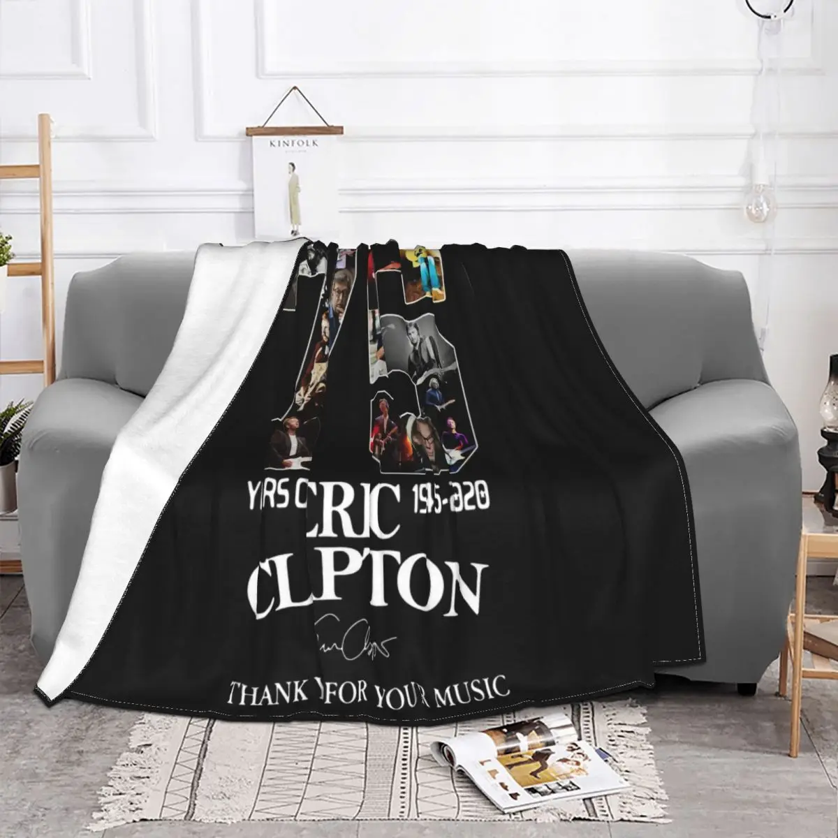 Eric Clapton 75 Years Of Eric Clapton Signature Dark Grey Woman Holiday Fitness Hot Sale Throw Blanket