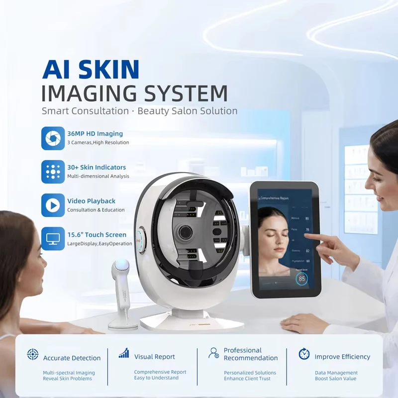 15.6/20.5 Inch Triple camera 36MP Resolution 8 Spectrum Facial Skin Detector with Microscope for Moisture Spot Wrinkle Detection