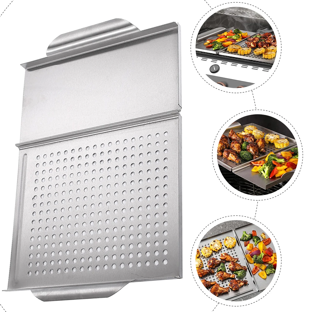 

Stainless Steel Griddle Square Grill Plate 2-In-1 Non-Stick Vegetable Hollow Bbq Pan For Home Outdoor Barbecue Grill Rack
