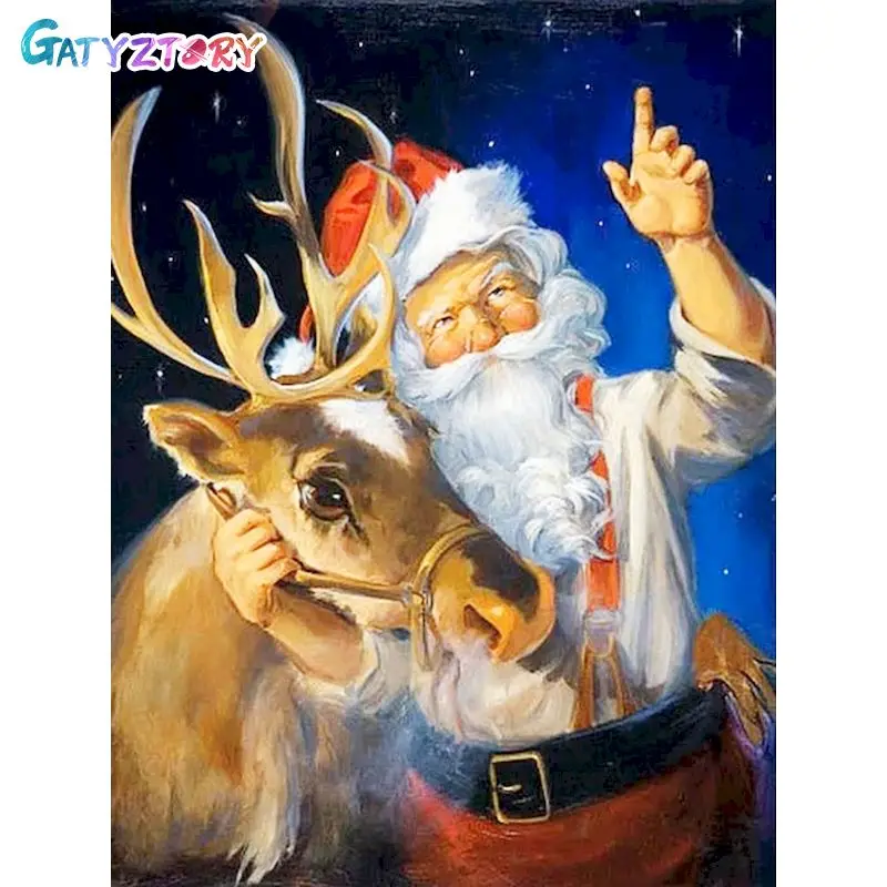 

GATYZTORY 5D DIY Diamond Painting Santa Claus Diamond Embroidery Landscape Cross Stitch Mosaic Home Decor Gift