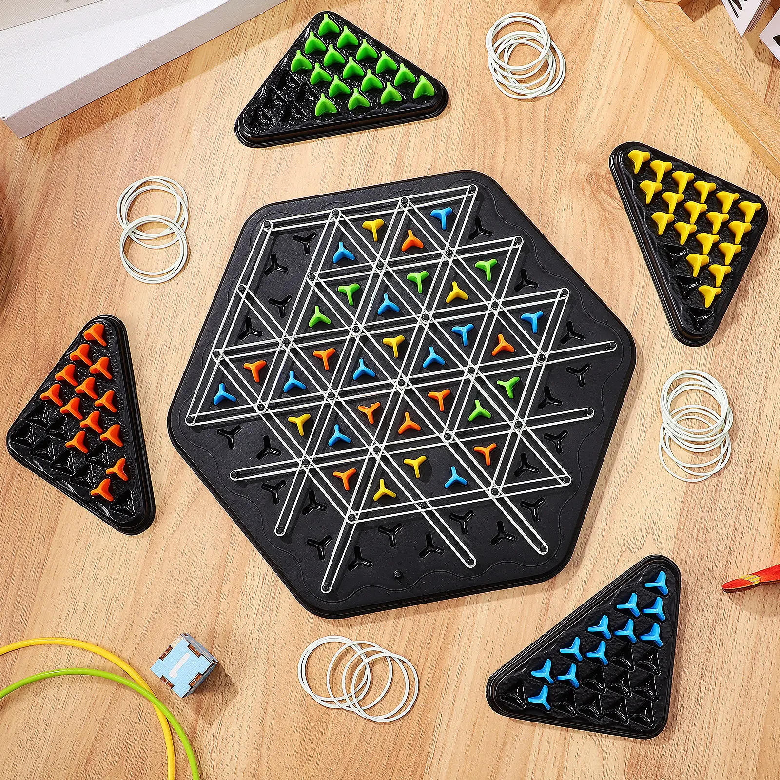 

1 set 1 Set Chain Triangle Chess Compact Strategy Board For Kids Family Night Iq Tricky Movement Pattern Play