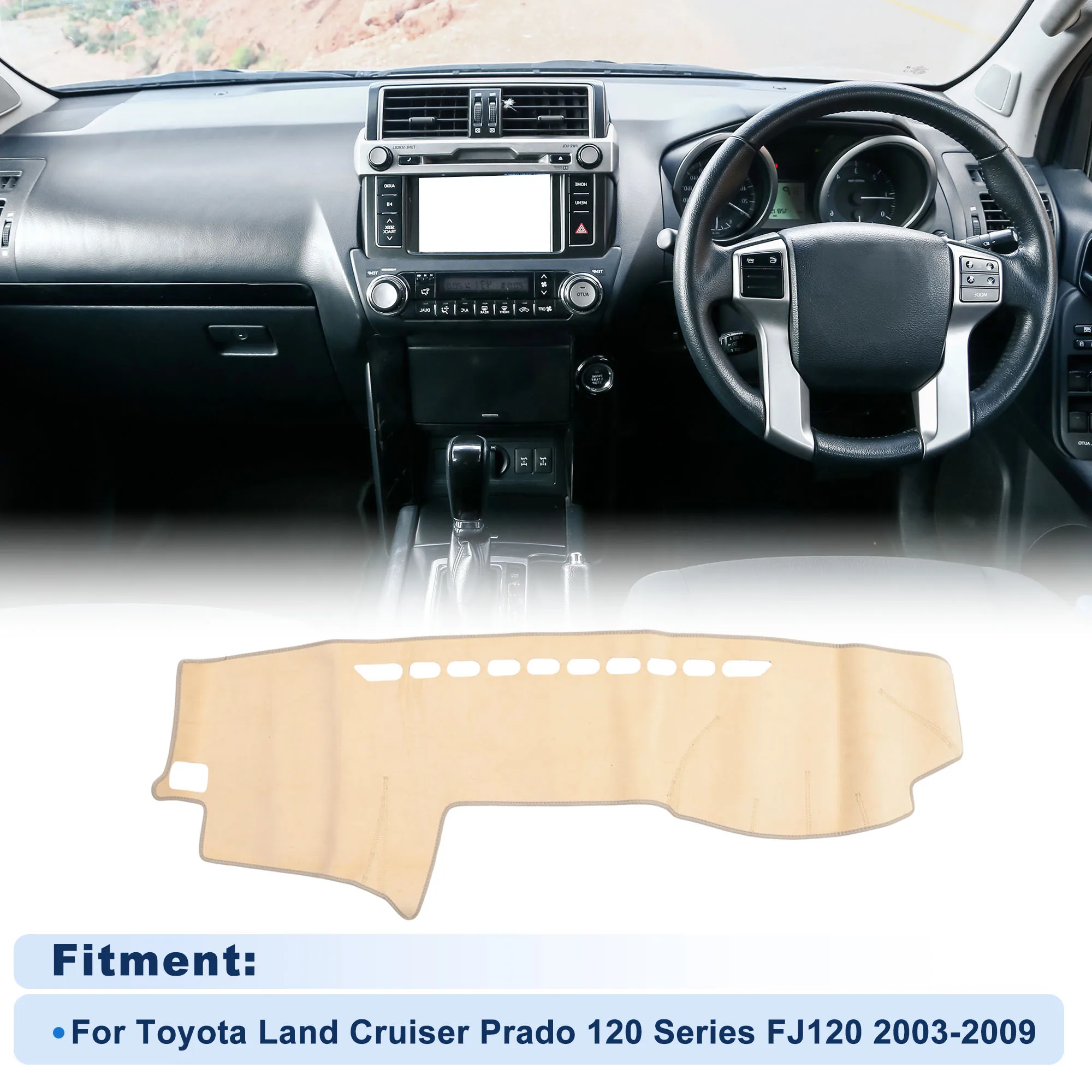

UXCELL Dash Cover for Toyota Land Cruiser Prado 120 Series FJ120 2003-2009 Beige 1 set
