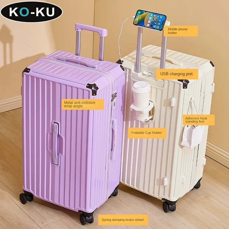 KO-KU 26/28/30/34/36/38/40/50-inch Large-capacity Luggage Five-wheeled Trolley Case Mute Universal Wheel Combination Suitcase