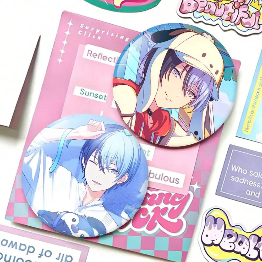Vivid BAD SQUAD Akito Shinonome Toya Aoyagi Laser Badge Creative Pins Brooch for Bag Clothes Hat Decor Gifts Fans Collect