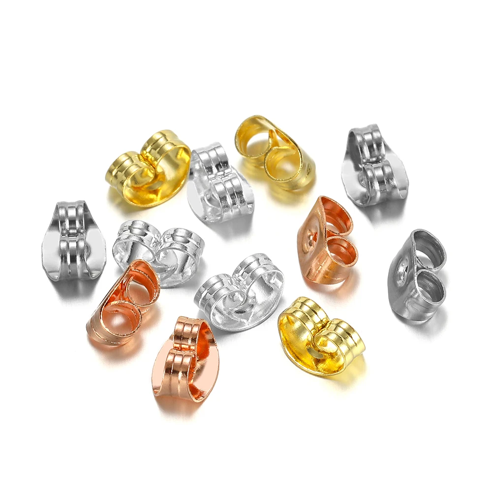 

100Pcs Stainless Steel Rose Earring Back Earrings Stopper DIY Earring Findings Bulk for Handmade Crafts Jewelry Gift Making