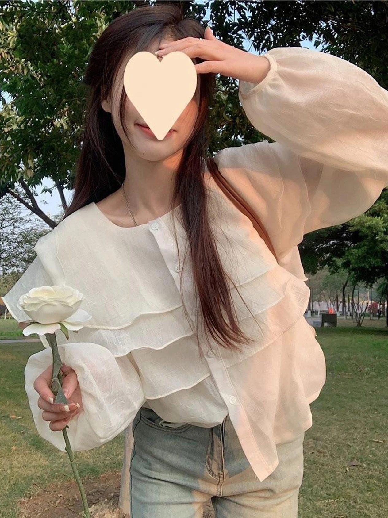 Chemisier en mousseline de soie violette pour femmes, rond, Base Ne irt, dentelle, lanterne Sve irt, pour les déplacements, Version coréenne, printemps 2023