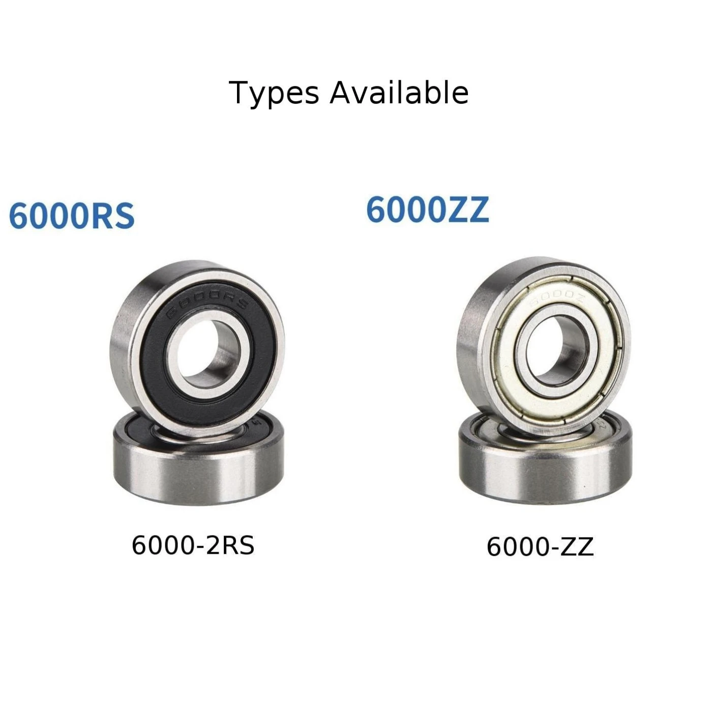 Bicycle Bearings Bike Wheel Hub Bearings High Quality 6000ZZ 6000 2RS Steel Bearings for Bike Bicycle Wheel Hub (2 Pieces)