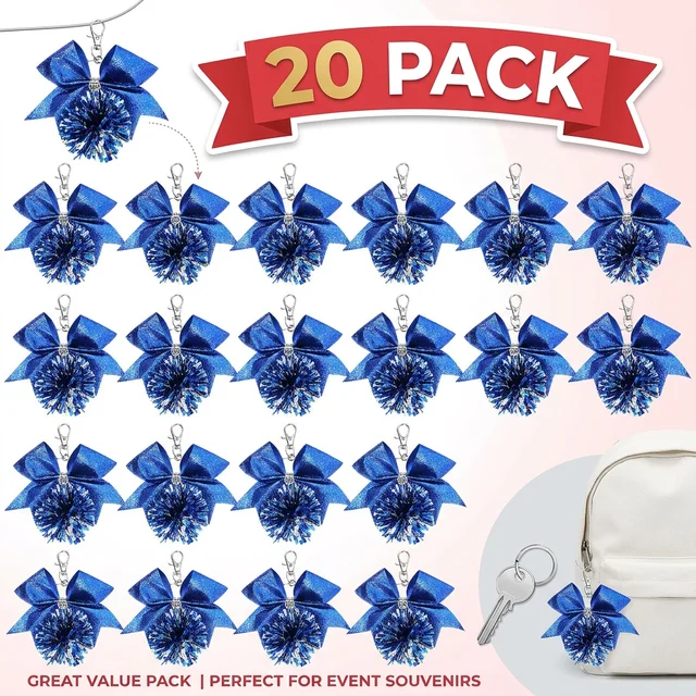 20 Pcs Cheerleading Pom Pom Keychains Shiny Bow Rhinestone Bag Charms Vibrant Cheer Team Accessory for School Event Party Favors 20 Pcs Cheerleading Pom Pom Keychains Shiny Bow Rhinestone Bag Charms Vibrant Cheer Team Accessory for School Event Party Favors