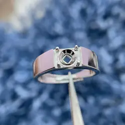 MeiBaPJ Inlay Multi Size S925 Sterling Silver Man Ring Empty Diamond Wedding Ring Adjustable Opening Fine Jewelry