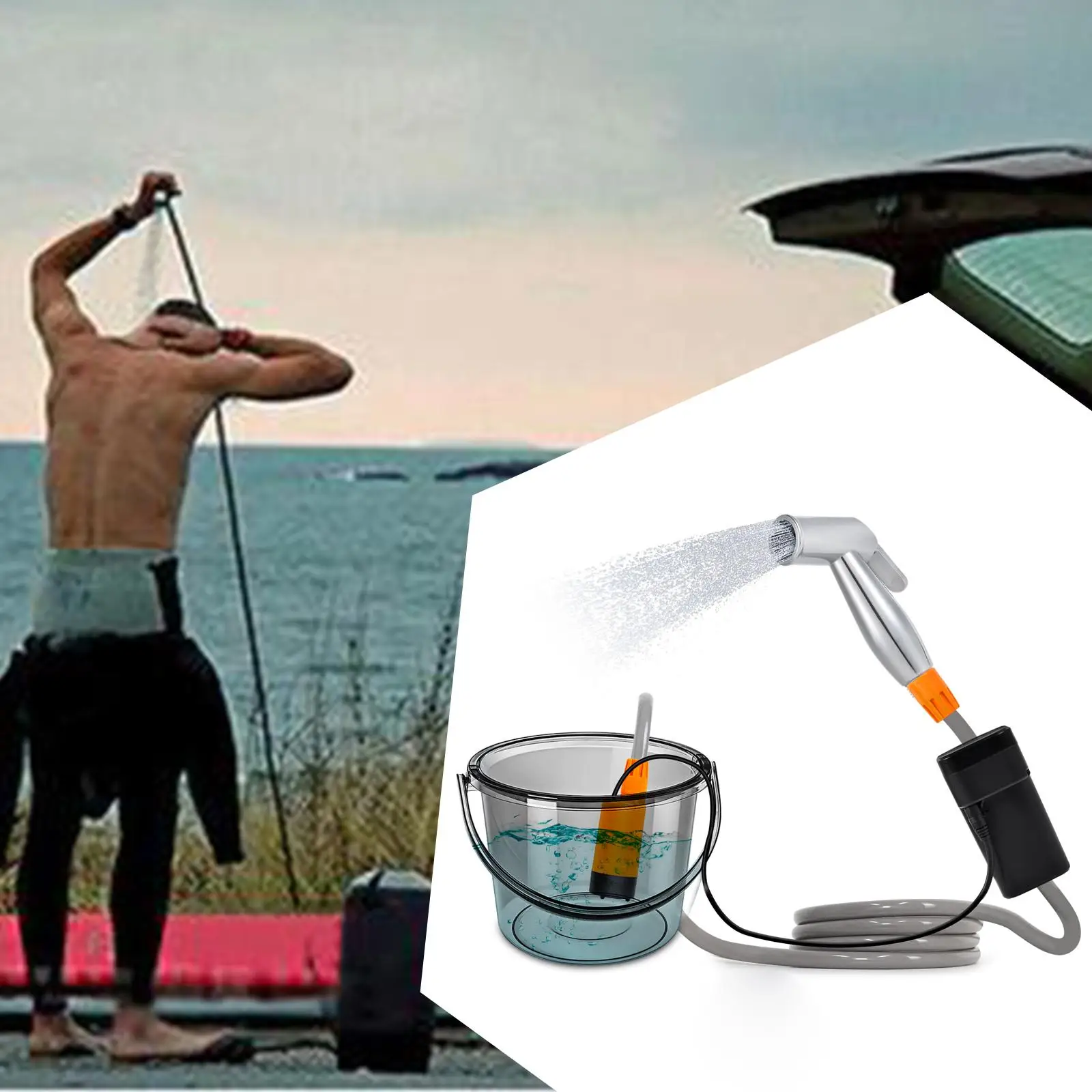 

Camping Shower Practical Portable Shower Outdoor Shower Electric Shower Pump for