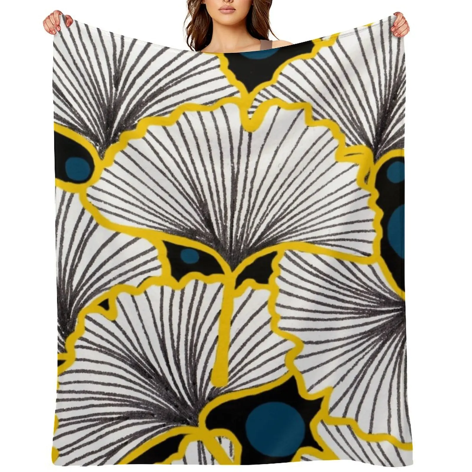 

Ginkgo Biloba Leaves Cute Pattern Throw Blanket Blankets For Baby Soft warm winter blankets and throws Blankets