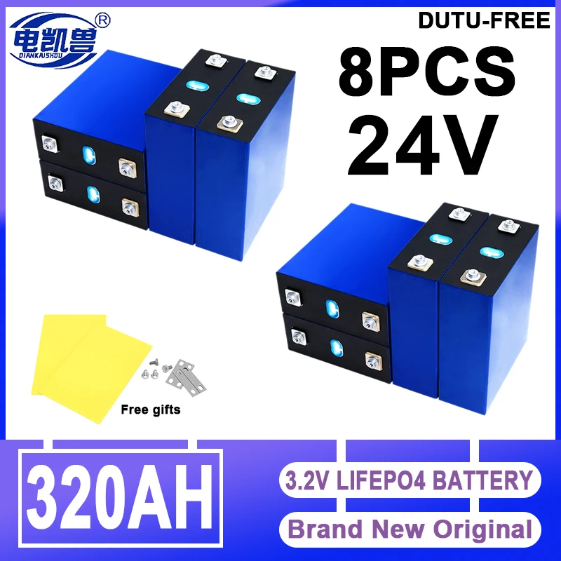 8PCS 3.2V 320Ah 280AH 202ah 105ah LiFePO4 Battery Rechargeable Lithium Iron Phosphate Cell DIY 12V 24V 48V RV EV Vans Golf Cart