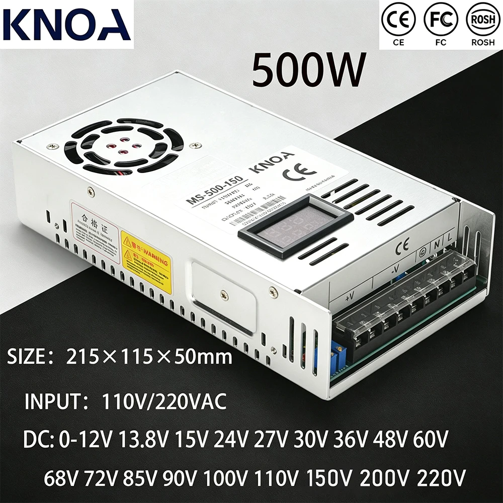 500W Adjustable voltage Switching Power Supply Digital Display AC-DC 12V 24V 36V 48V 60V 72V 85V 100V 150V 200V 220V CV CC SMPS