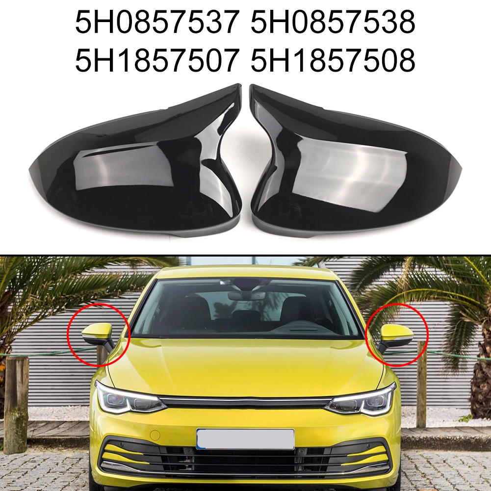 

2x Glossy Black ABS Side Mirror Covers for For Golf 8 MK8 2020 2021 2022 2023 2024 OEM Compatible 5H0857537 5H0857538