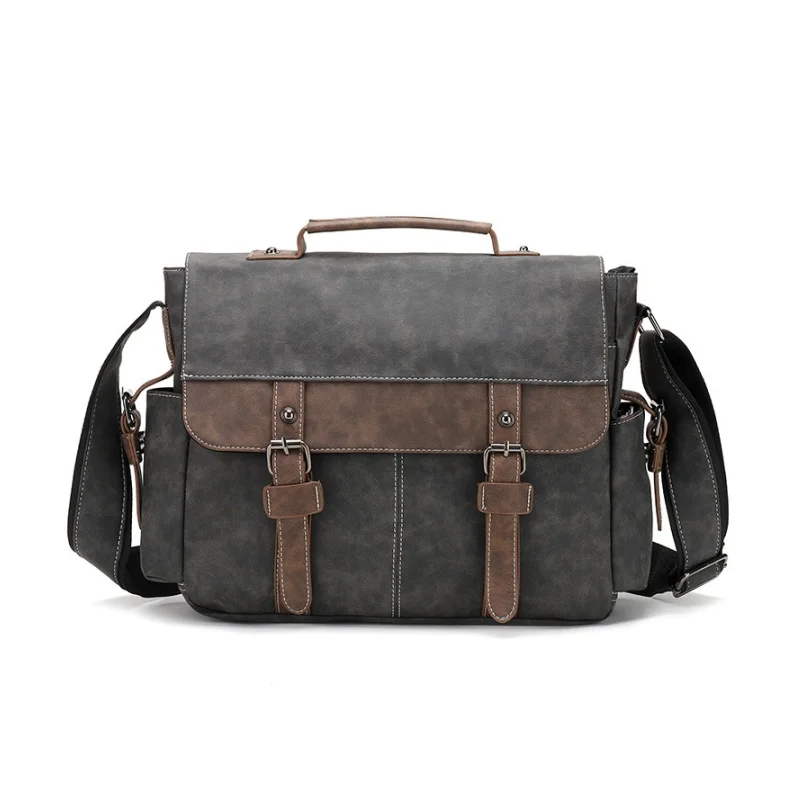 New Fashionable Men's Single-shoulder Bag, Large-capacity Simple Crossbody Bag, Multi-functional Retro Horizontal Postman Bag