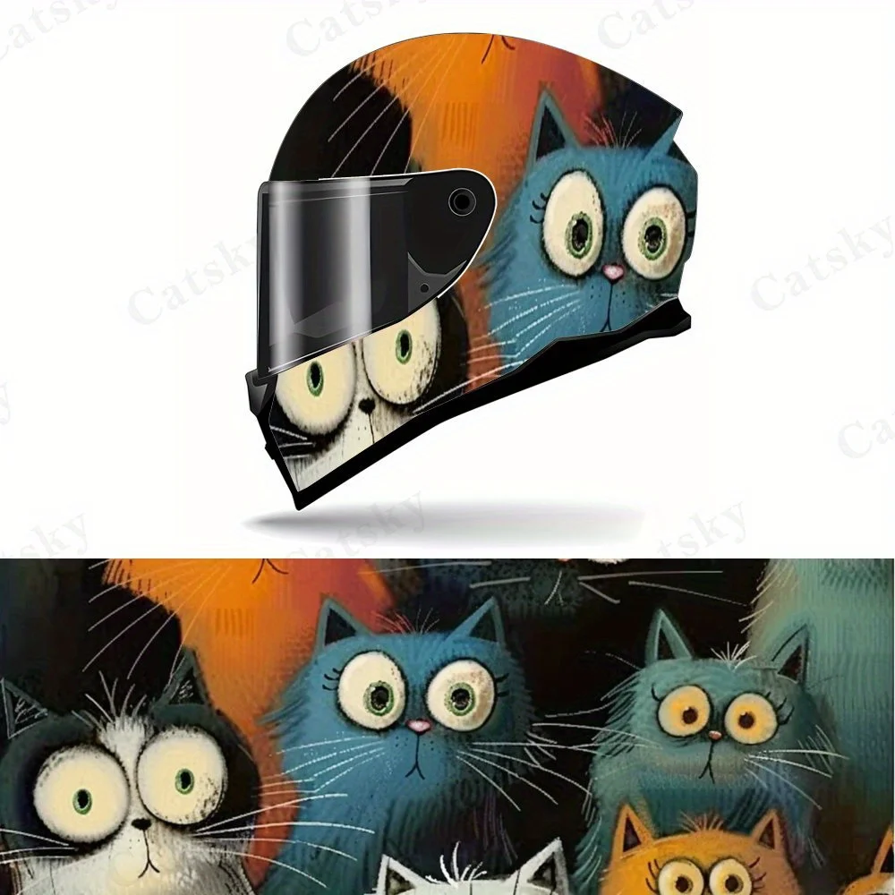 

Наклейка на шлем с милым котом на все лицо - прочный ПВХ, милое эстетическое украшение для мотоциклетного шлема, привлекательные аксессуары f